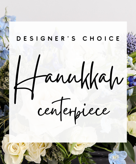 Our expert designers will hand-pick white, blue, and neutral blooms and fresh greenery to create a one-of-a-kind centerpiece that will wow for your Hanukkah festivities!