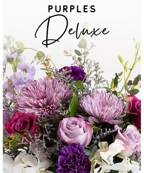 Our expert designers will hand pick fresh floral in purple hues to create a one-of-a-kind custom arrangement. 